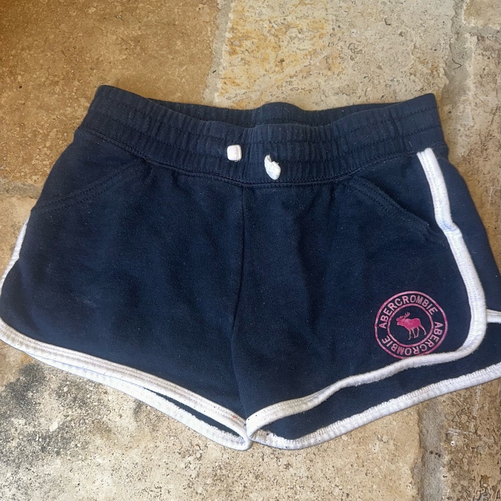 Abercrombie Kids Navy Athletic Shorts with Pink Logo